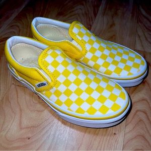 Yellow Checkered Slip On Vans